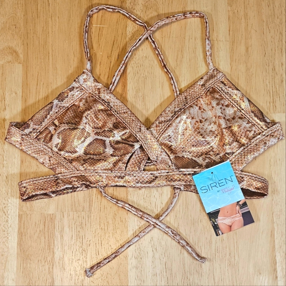NWT✨Tan Holographic Bikini Top